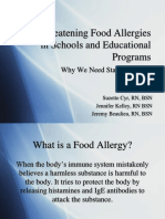 Life Threatening Food Allergies in Schools and Educational Programs