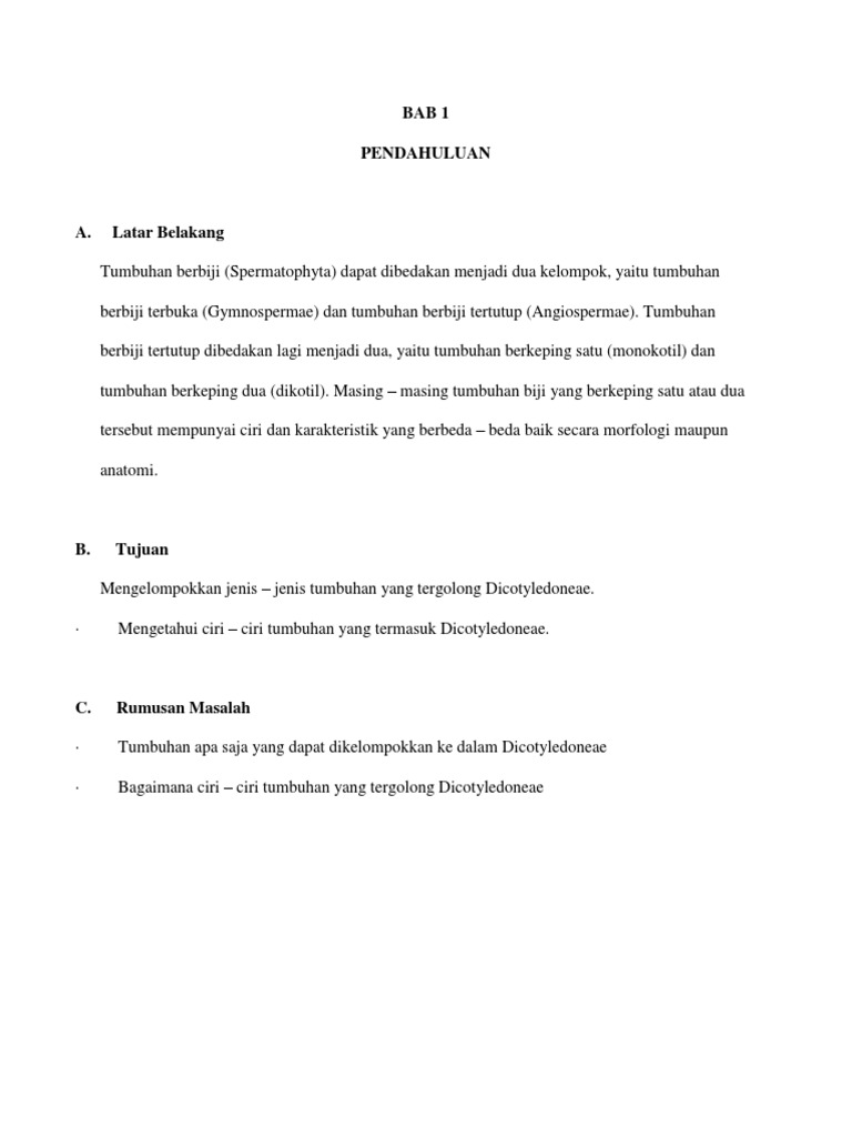 Makalah Biologi Tanaman Dikotil