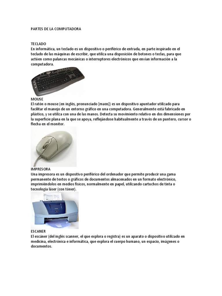 Partes y Periféricos de la Computadora | PDF | Periférico | Hardware de ...