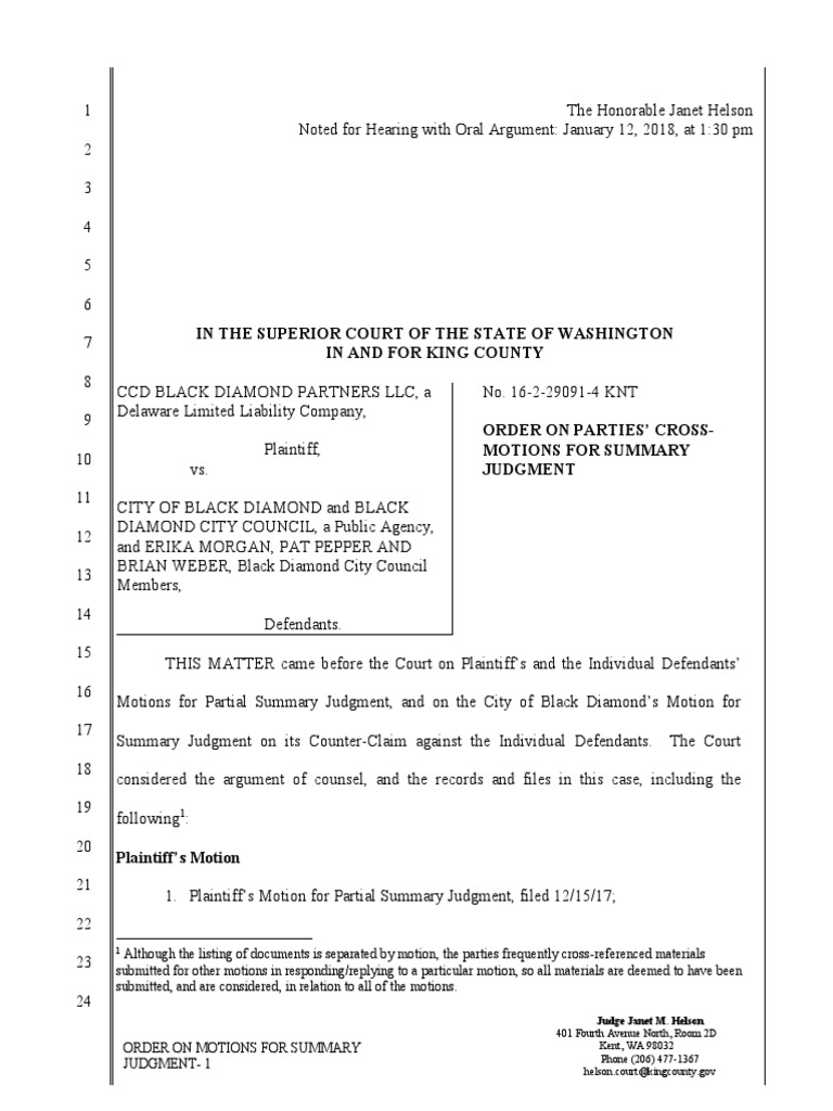 Summary Judgment for Jan 12 Hearing Full Summary Judgment