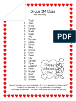 Valentines Class List 2018