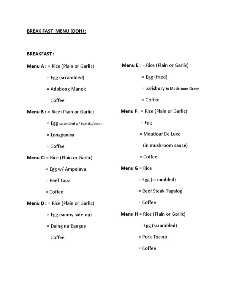 Breakfast Menu | PDF