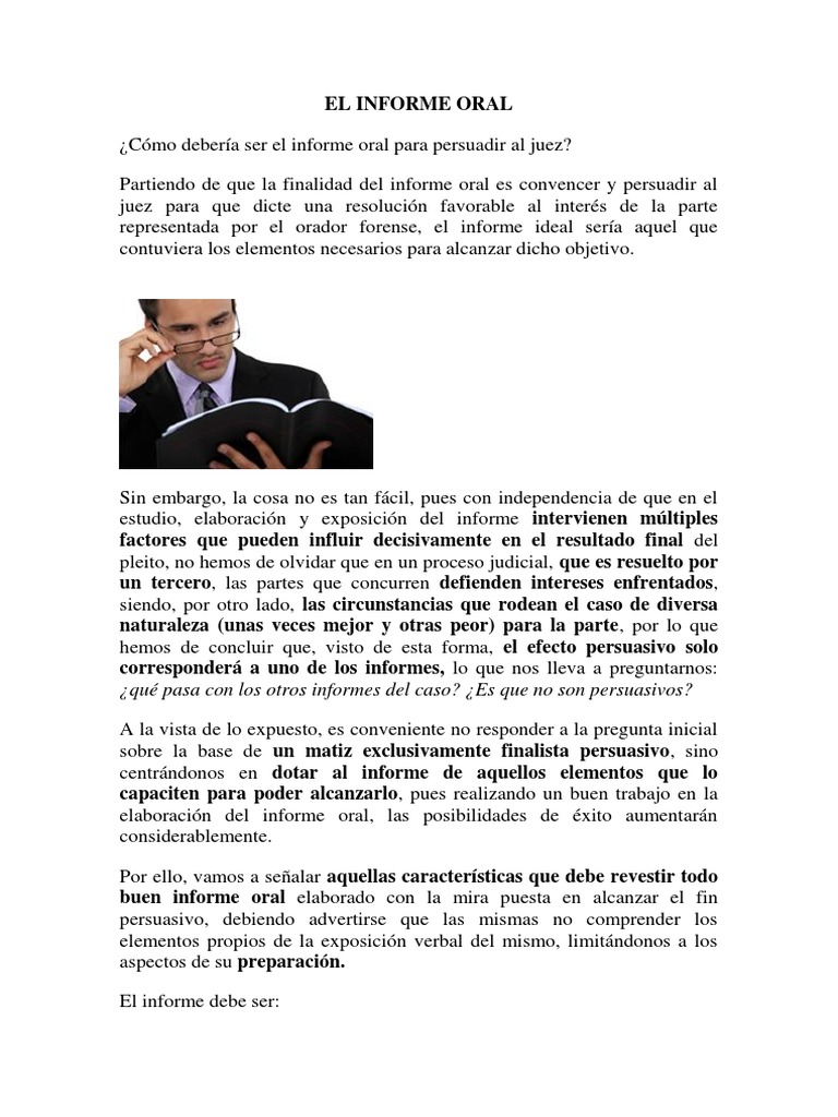 El Informe Oral  Juez
