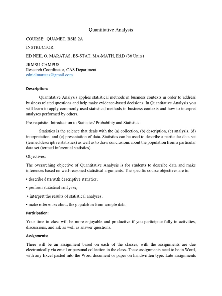 Quantitative Analysis | PDF | Statistics | Statistical Inference