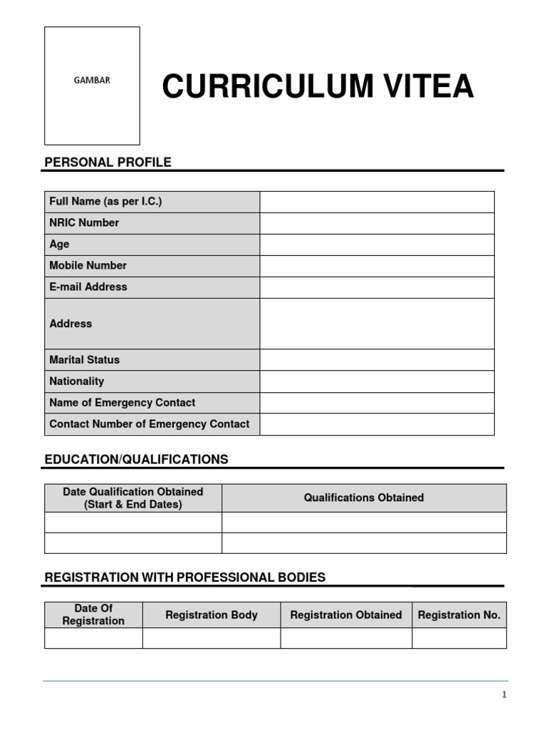 Contoh CV Untuk Nursing Malaysia  PDF  Monitoring (Medicine 