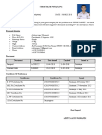 CV for Deck Cadet Position at Pertamina