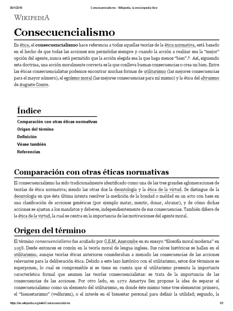 Consecuencialismo Wikipedia