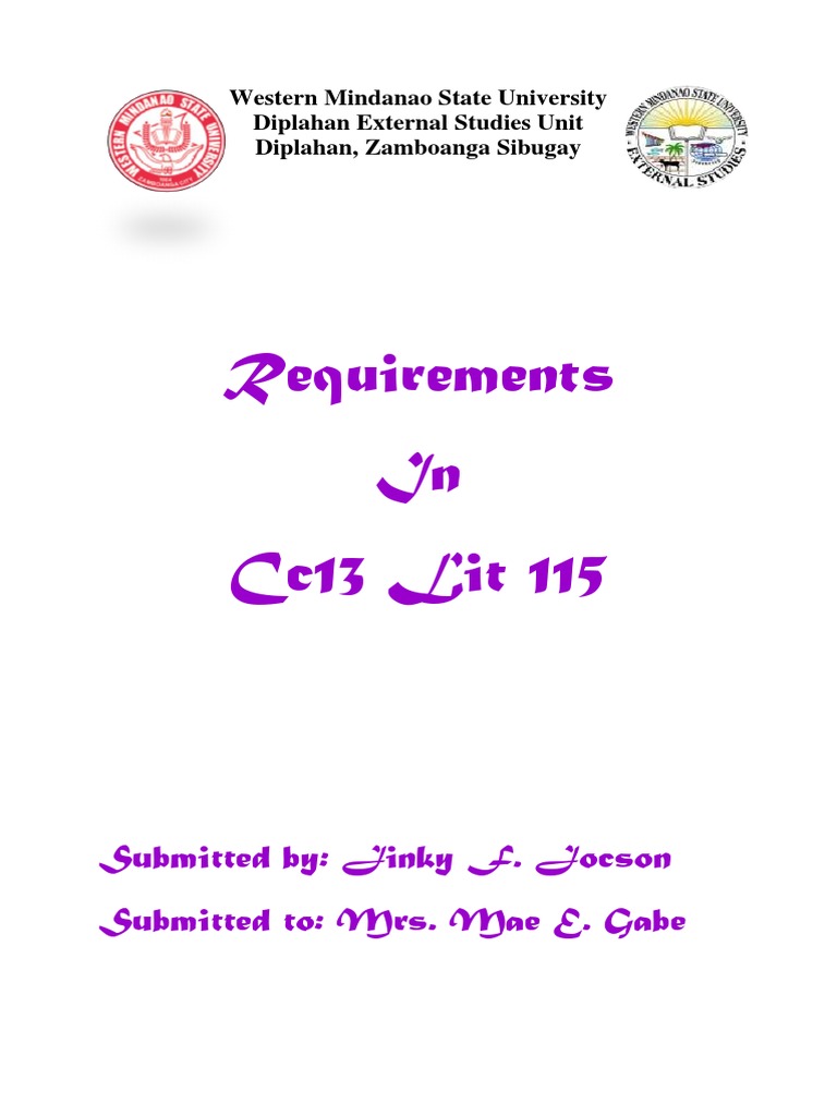Requirements In Cc13 Lit 115 Submitted By Jinky F Jocson Submitted