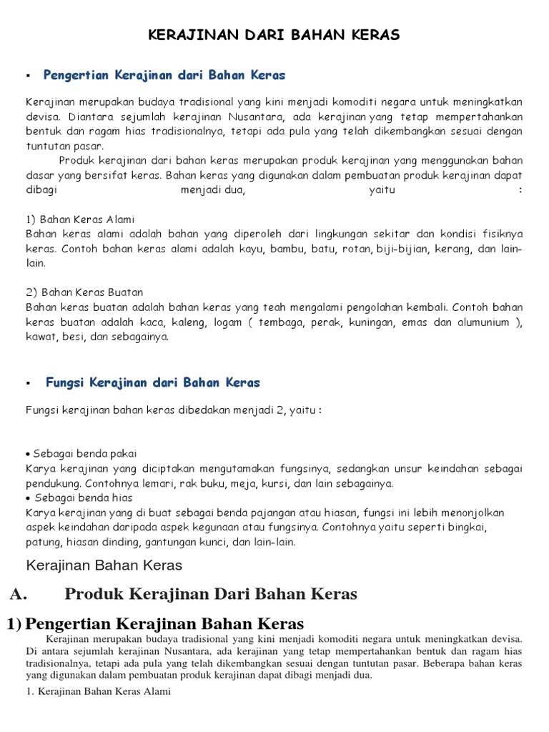 Kerajinan Dari Bahan Keras