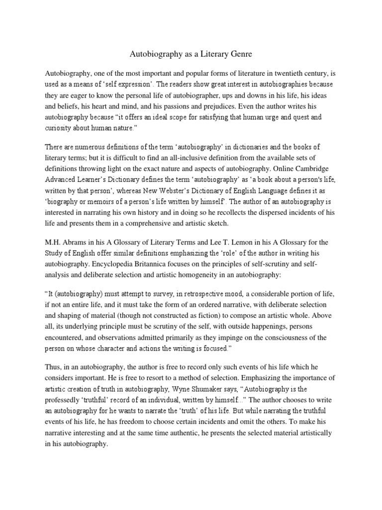 WHAT IS BIOGRAPHY AND AUTOBIOGRAPHY IN LITERATURE intelligence overview