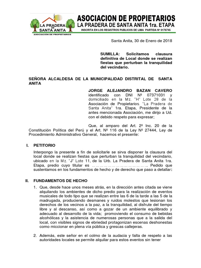 Queja Por Ruidos Molestos PDF Contaminación Instituciones sociales