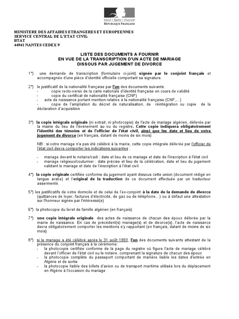 Acte De Naissance Copie Intégrale Algérie Pdf Mariage Divorce | PDF | Certificat de naissance | Institutions sociales