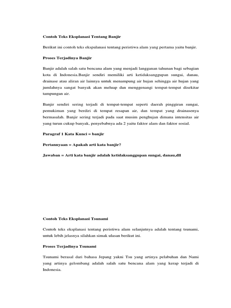 Contoh Teks Eksplanasi Tentang Banjir Pdf