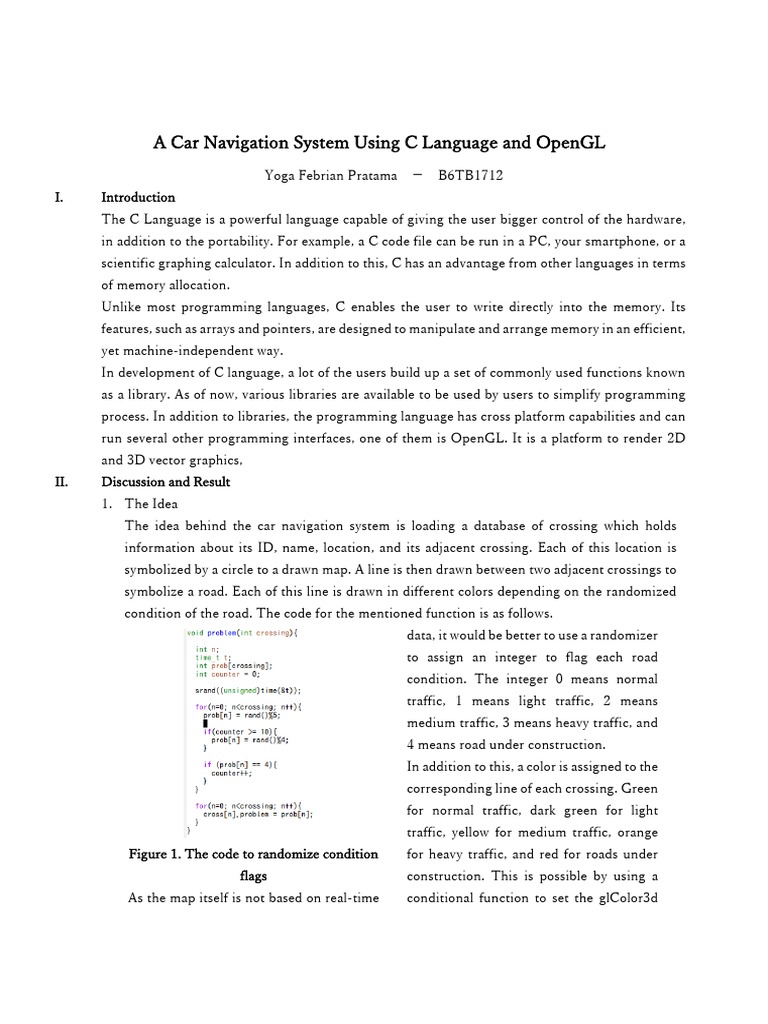C-Based Car Navigation System with OpenGL | PDF | C (Programming ...