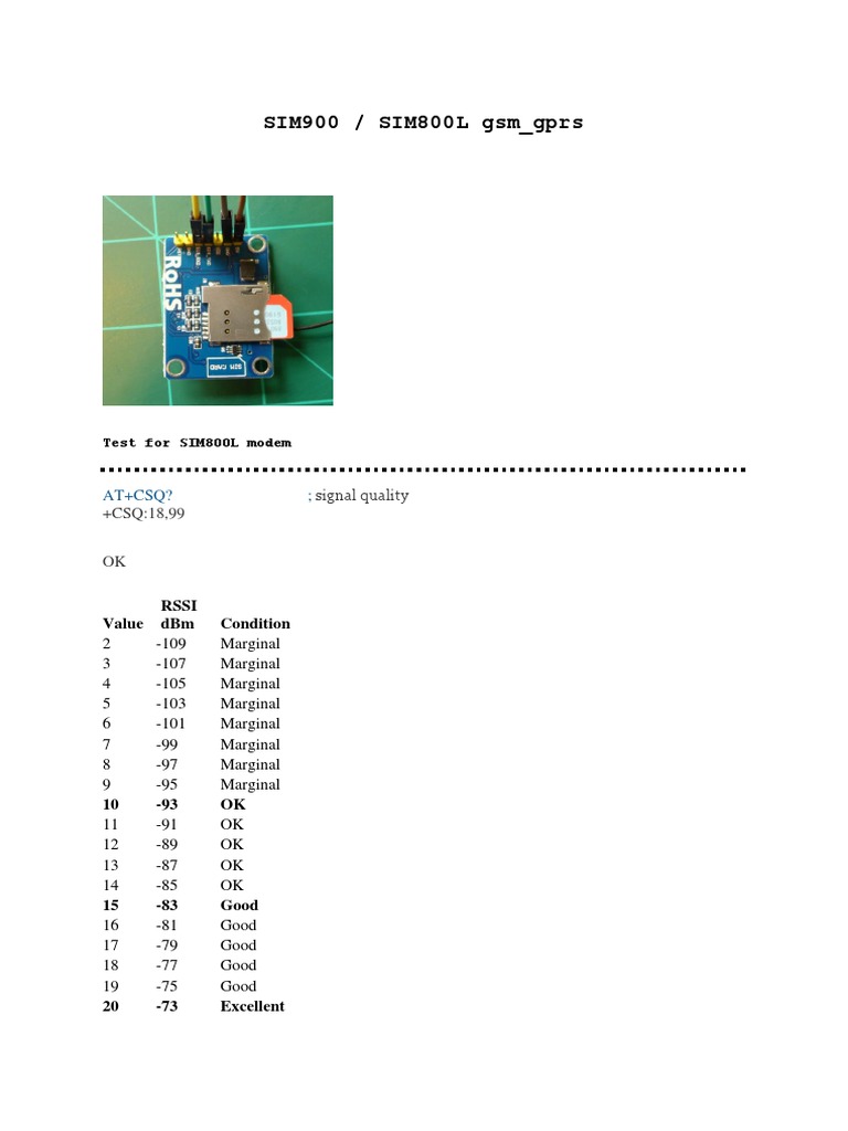 SIM800L GSM Modem Signal Test | PDF | Computer Networking | Electronics