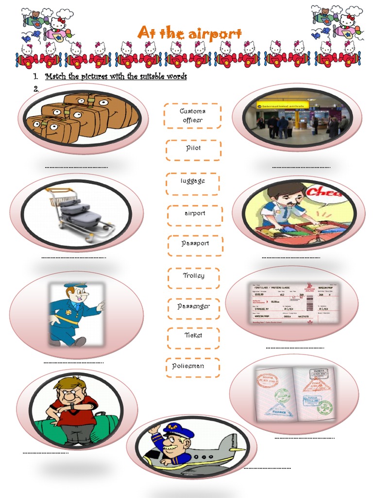 At The Airport: 1. Match The Pictures With The Suitable Words 2 | PDF ...