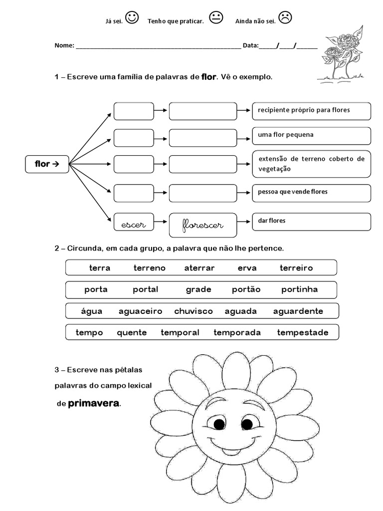 Famílias de Palavras: Flor e Jardim | PDF | Artes Linguísticas e ...