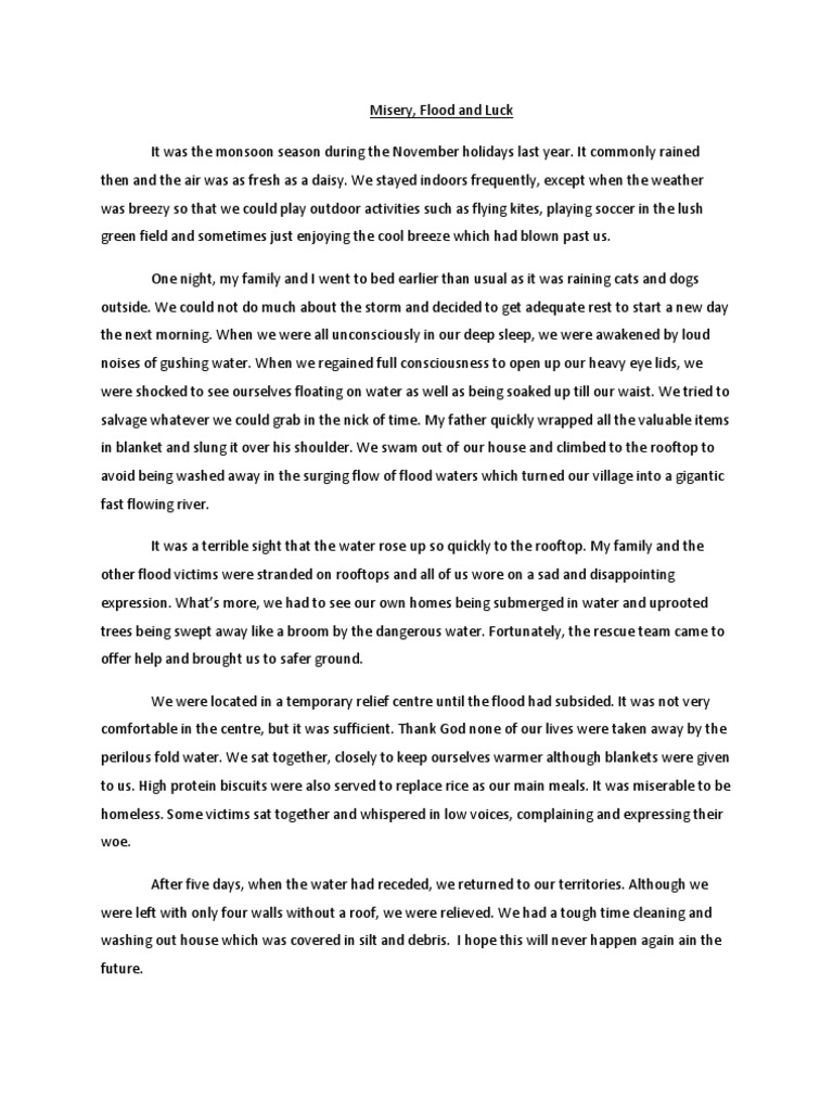 Essay letter about flood