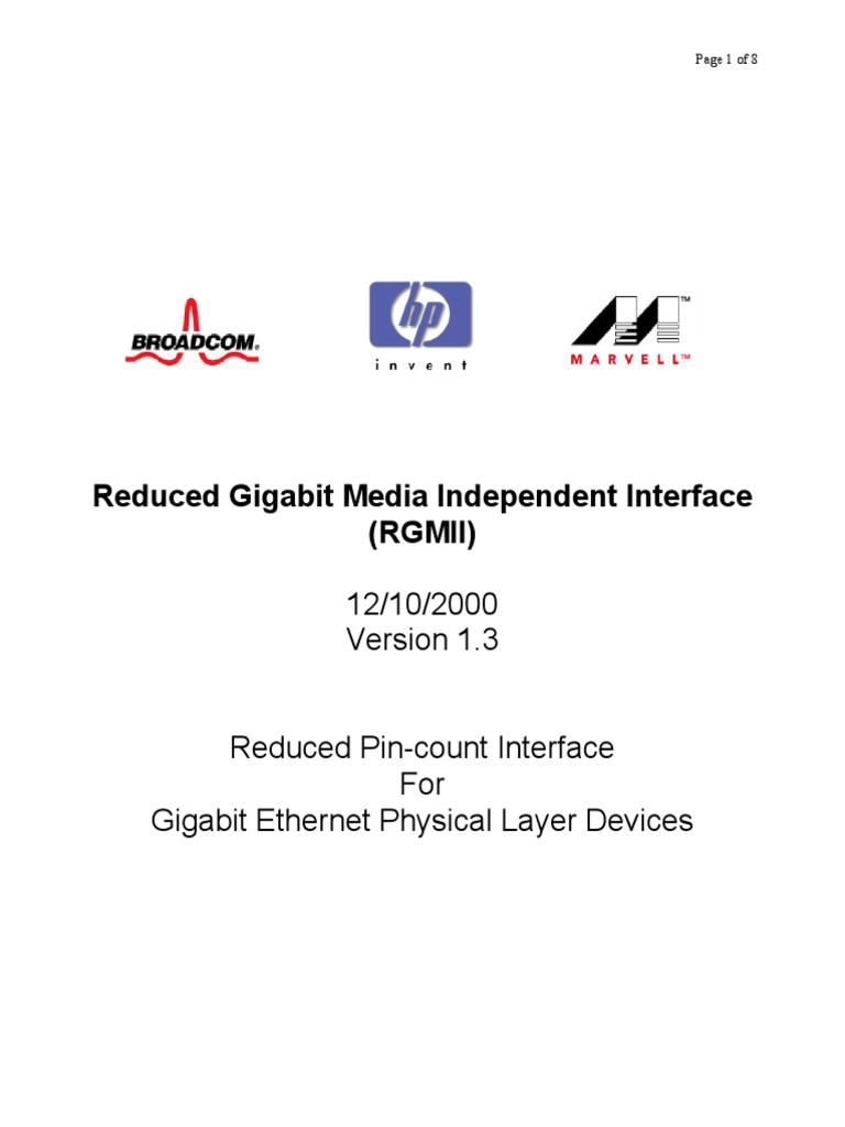 Reduced Gigabit Media Independent Interface (Rgmii) : Page 1 of 8 ...