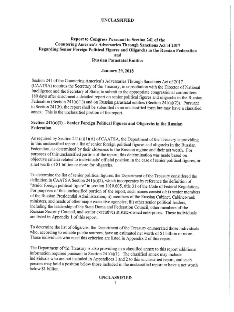 2018 01 29 Treasury Caatsa 241 Final | PDF