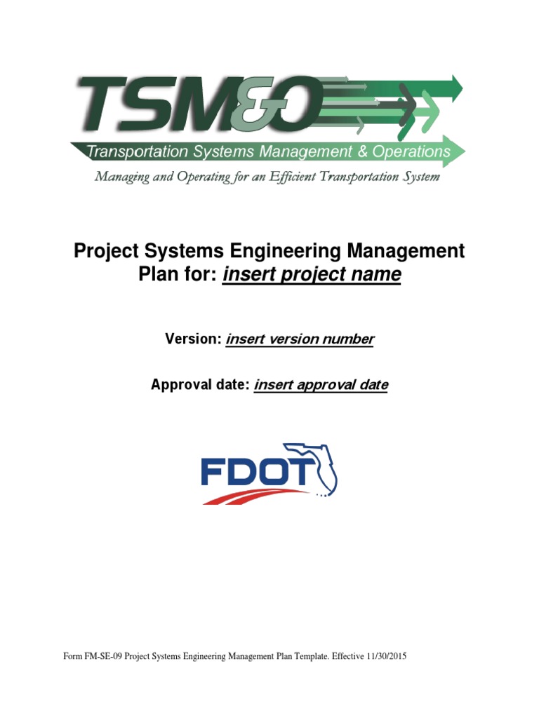 Project Systems Engineering Management Plan Template PDF Systems