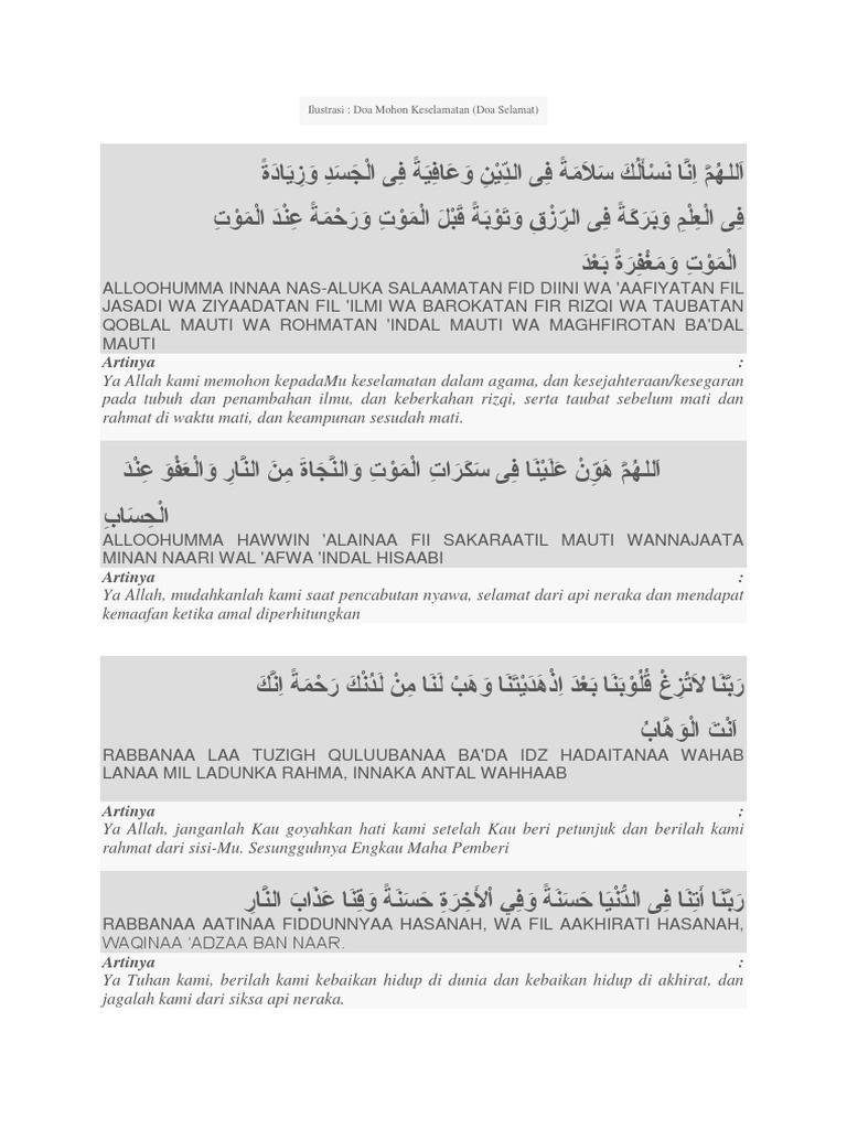 Doa Mohon Keselamatan Doa Selamatdocx