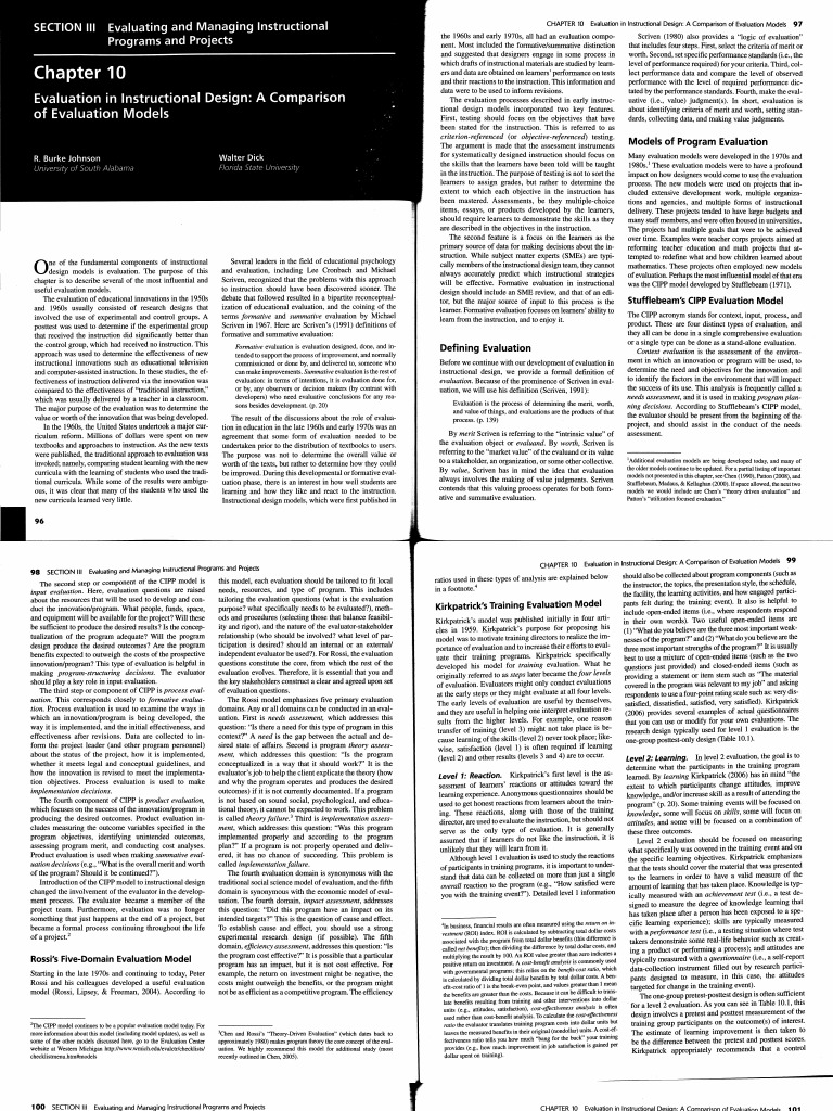 Evaluation Models in Instructional Design | PDF | Survey Methodology ...