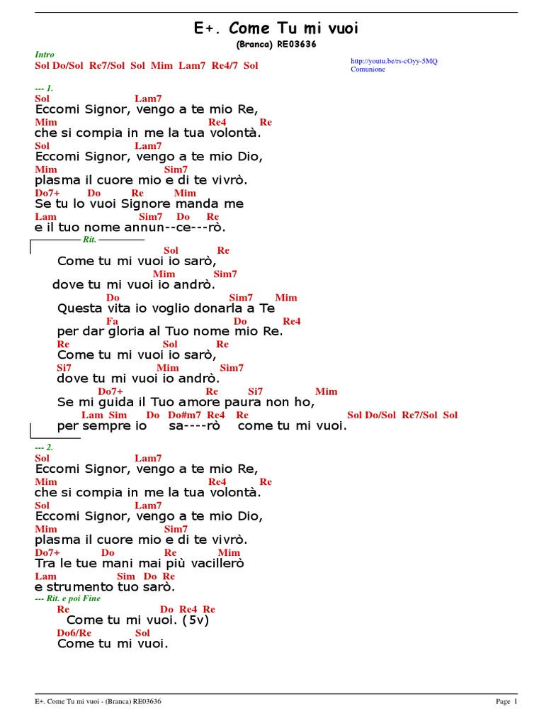 Come Tu Mi Vuoi (Branca) X RE03636 (G) PDF