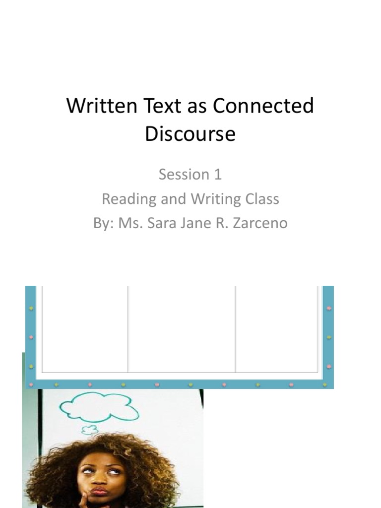 Text As Connected Discourse PDF Discourse Writers