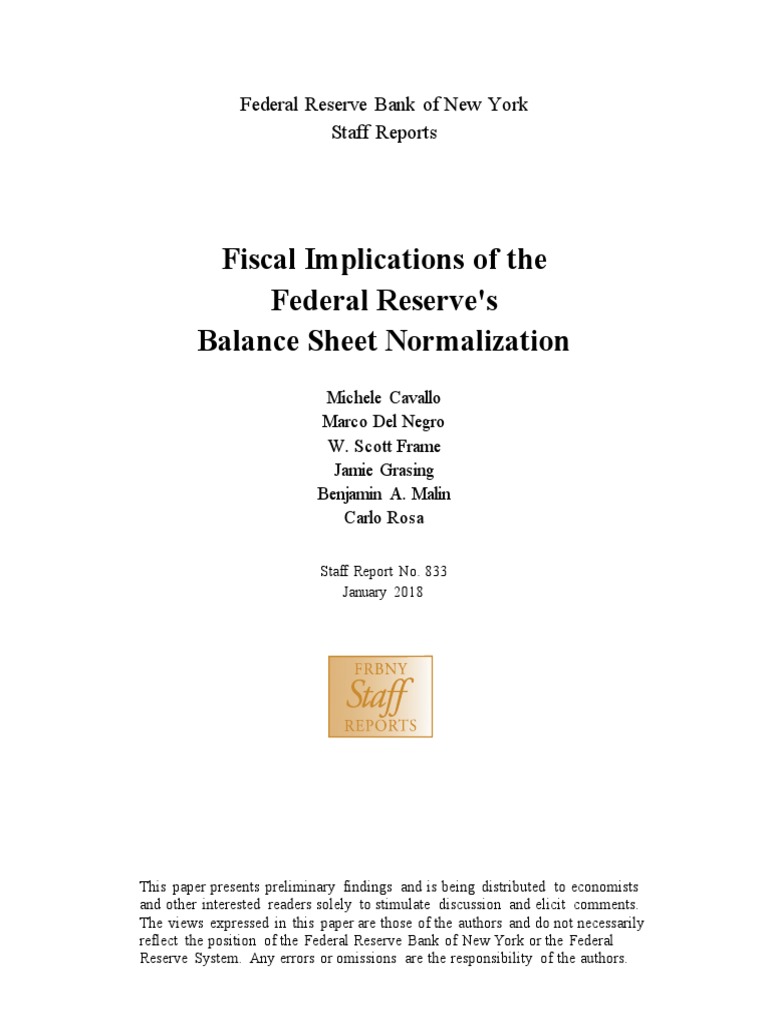 Fiscal Implications of The Federal Reserve's Balance Sheet ...