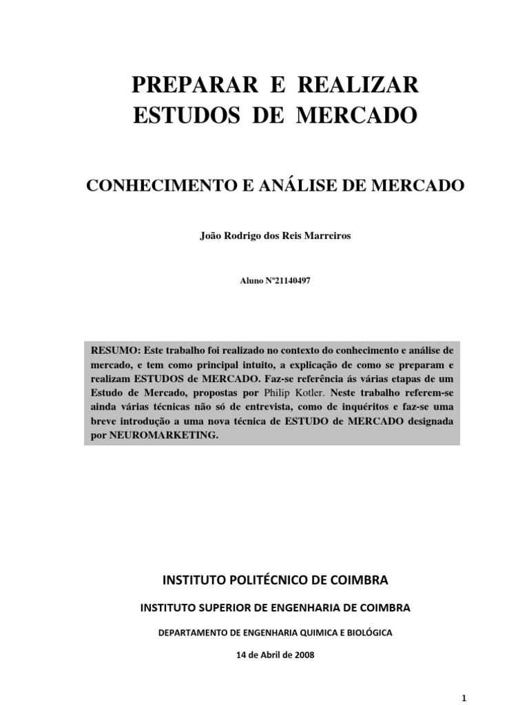 Preparação de Estudos de Mercado | PDF | Mercado (economia) | Marketing