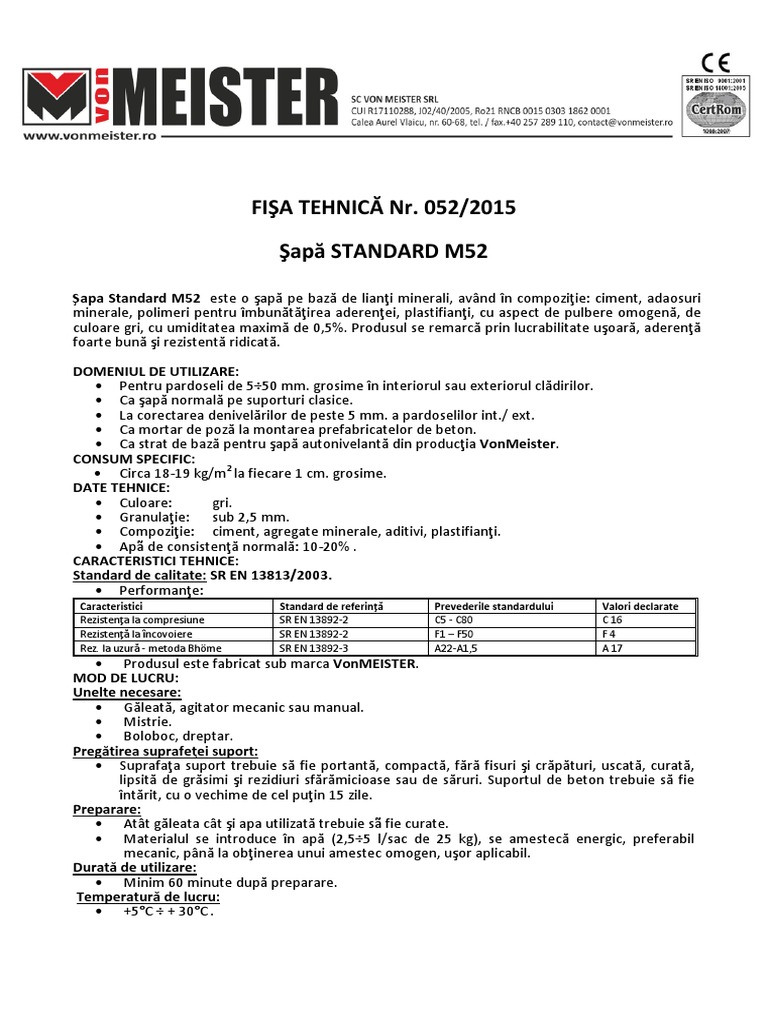 Fisa Tehnica PDF | PDF
