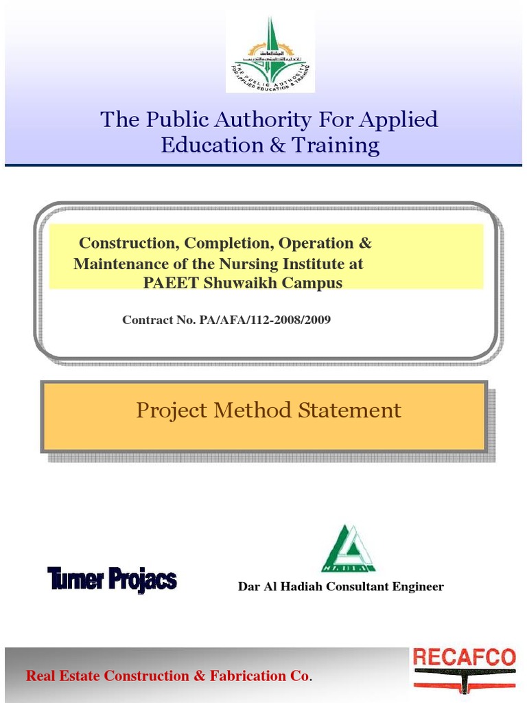 Method Statement for Nursing Institute Project | PDF | Precast Concrete ...