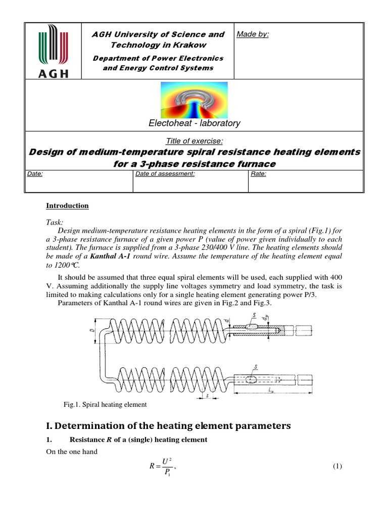 Design of MediumTemperature Spiral Resistance Heating Elements for a