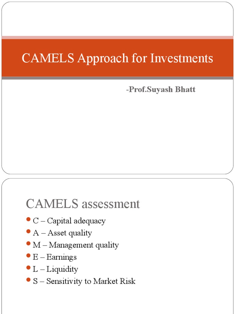 CAMELS Approach For Investments | PDF | Market Liquidity | Banks