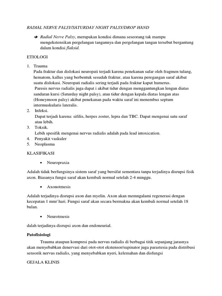 Radial Nerve Palsy | PDF