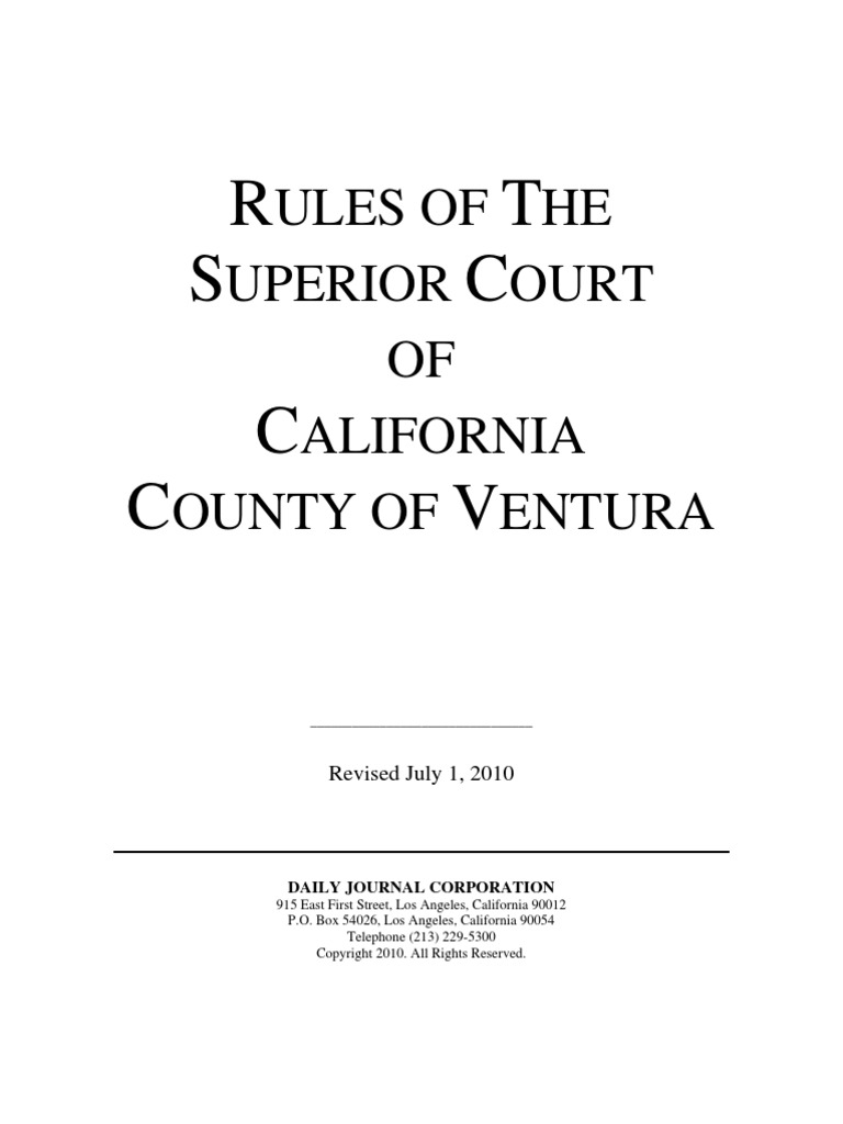 Ventura County Court Rules PDF Service Of Process Pleading