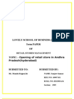 Lovely School of Business (LSM) Term Paper OF: Retail Stores Management