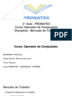 2° Aula Mercado de Trabalho - PRONATEC