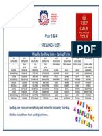 Spelling Lists Jan To Mar 2018