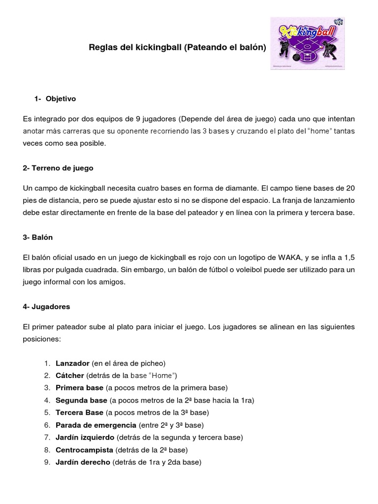 Reglas Del Kickingball | PDF | Lanzador | Pelota