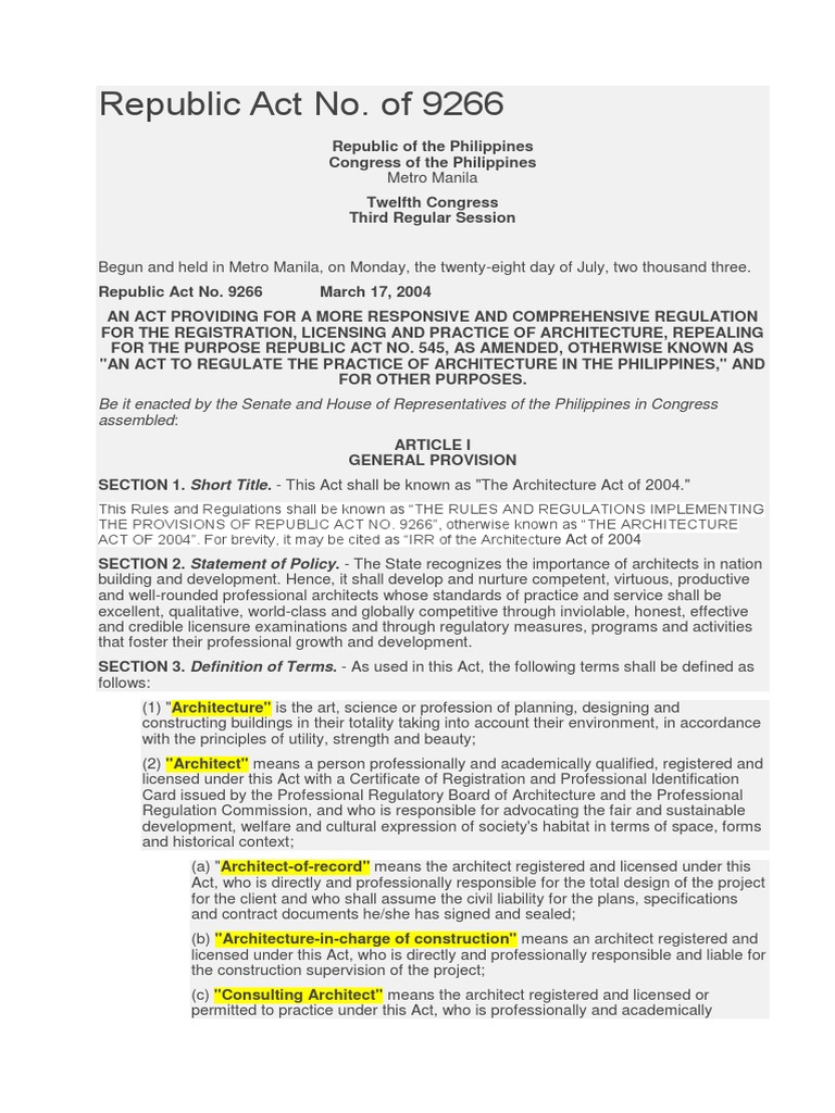Architecture Act of 2004 Overview | PDF | Licensure | Business