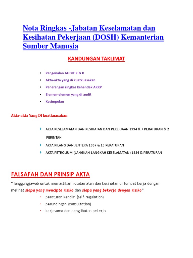 Nota Ringkas Osha Pdf