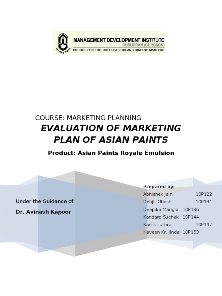 Evaluation of Asian Paints Strategy | PDF | Consumer Behaviour | Market ...