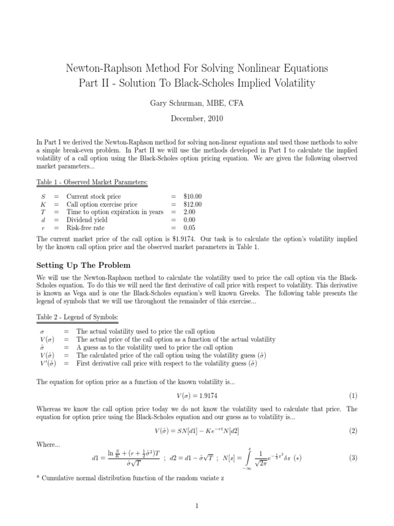 Implied Volatility | PDF | Black–Scholes Model | Option (Finance)