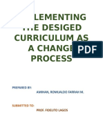 Implementing The Designed Curriculum As A Change Process