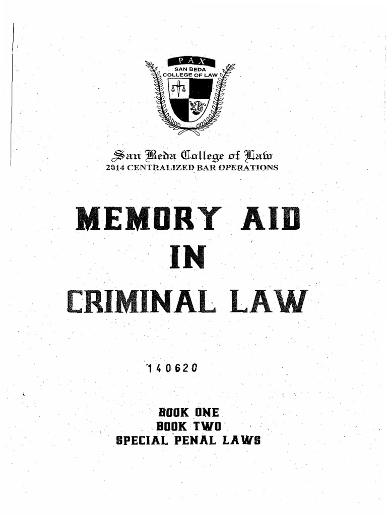 Criminal Law Memory Aid | PDF
