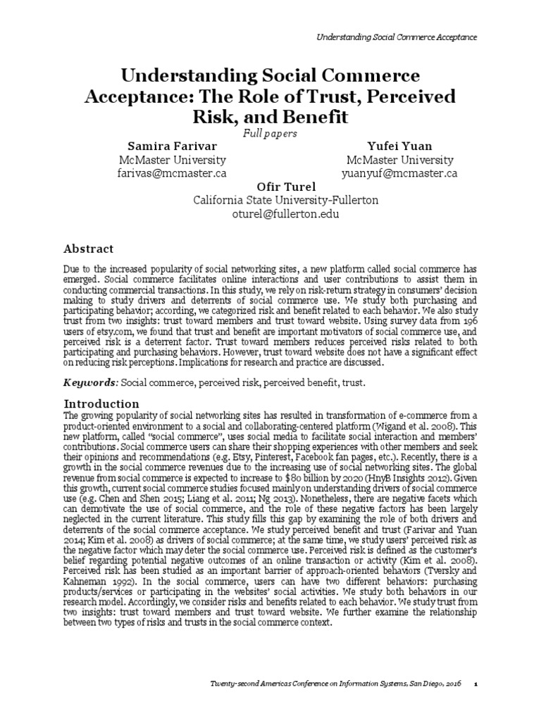 Social Commerce Acceptance: Trust & Risk | PDF | Risk | Behavior