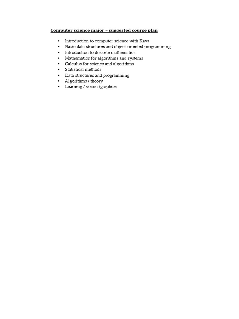 Computer Science Major Course Plan | PDF | Art