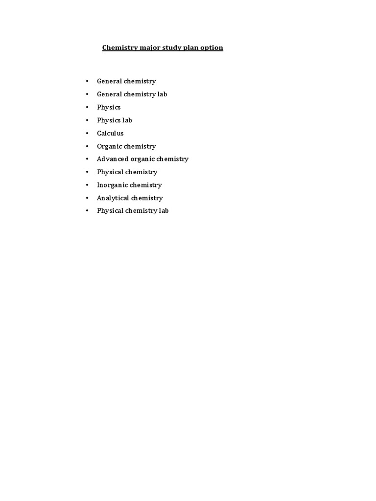 Chemistry Major Study Plan | PDF